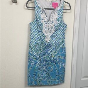 Blue and Green Sleeveless Dress